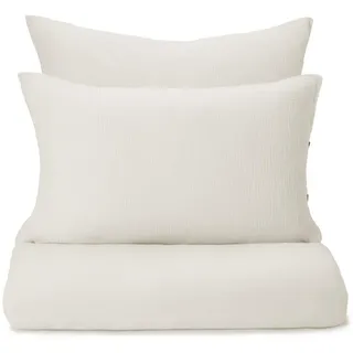 Urbanara Partnerbettwäsche Trofa Bettwäsche Set I 100% Baumwolle, Baumwolle, 3 teilig, Kuschelig, weiche Musselin Bettwäsche mit Kokosnussknöpfen beige