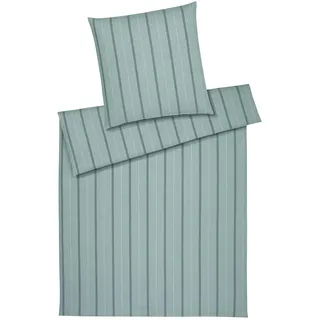 ELEGANTE Cornwall Gestreift Flanell Grün 155 x 220 cm + 80 x 80 cm