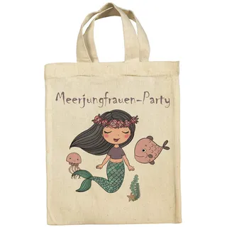 clothinx Lustige Kindergeburtstag Tasche Mitgebsel Beutel im Set mit Geburtstag Motto Meerjungfrau 5er Pack