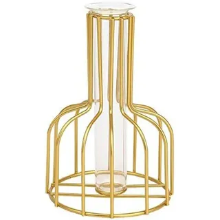 Hydroponische Vase Aus Goldenem Schmiedeeisen, Nordisches Design Für Wohnzimmer, Tisch, Büro, Mit Grünen Hydroponischen Rettichblumen (gold)