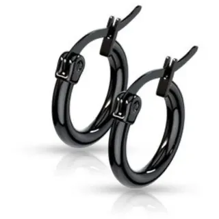 BUNGSA Ohrring-Set Creolen Klassisch schwarz aus Edelstahl Damen - 10 mm (1 Paar (2 Stück), 2-tlg), Ohrschmuck Ohrringe schwarz 10 mm