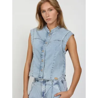 Gang Jeansweste 94LARA VEST ärmelloser Relax-Fit blau XL (46/48)
