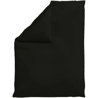 schlafgut Woven Satin Uni Schwarz 155 x 220 cm
