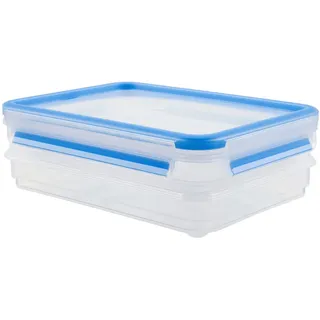 Emsa Frischhaltedose rechteckig transparent/blau 7,7 cm hoch 2 x 0,6 l 2-teilig
