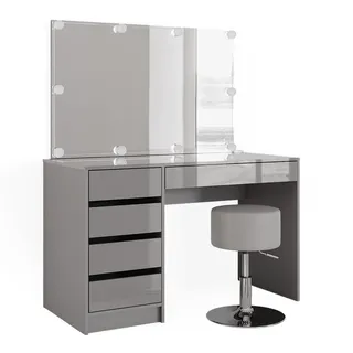 Vicco Schminktisch Sherry Grau Schminkspiegel LED Hocker