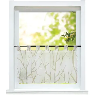 ESLIR Scheibengardine modern Bistrogardine Küche Gardinen WeißSand 60x90cm | Küchengardine mit Schlaufen, Transparent Vorhänge kurz, Kurzgardine Voile, 1 Stück, Kurzstores landhaus, Fenstergardinen deko