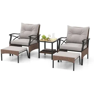 Costway Rattan Set 5-tlg. Braun/Grau