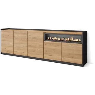 SKRAUT HOME Highboard 260 x 80 x 37 cm Eiche Schwarz