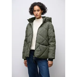 Steppjacke STREET ONE, Damen, Gr. 44, cypress grün, Stoff, Obermaterial: 100% Polyester. Futter: 100% Polyester. Füllung: 100% Polyester, unifarben, normal normal, ohne Ausschnitt, Rippbündchen, Jacken Steppjacke, mit Kapuze mit Tunnelzugband