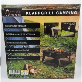 Activa Mastercook Klappgrill Camping 28 x 28 cm Grillfläche verchromt Neu in OVP