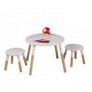 Judy Wild Kindersitzgruppe Kindertisch Spieltisch mit 2 Hockern weiß, Kinder-Tisch mit zwei Stühlen weiß