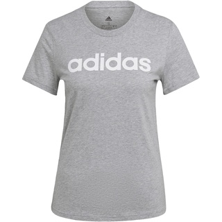 adidas HL2053 W LIN T T-Shirt Damen medium Grey Heather/White Größe L