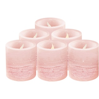 Furora LIGHTING Rosa Echtwachs-LED-Votivkerzen, 6 Stück, flammenlose flackernde Kerzen für zarte Heimdekoration, 5,1 cm hoch, Batterien im Lieferumfang enthalten
