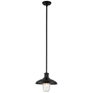 Elstead LIGHTING Außen-Deckenleuchte, Leuchtmittel nicht inklusive, Außenlampe Hängeleuchte Pendelleuchte E27 Stahl Alu schwarz Glas IP44 schwarz