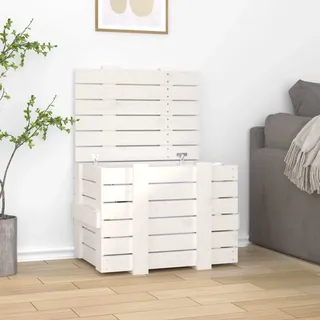 Möbel Truhe Weiß 58x40,5x42 cm Massivholz Kiefer - Aufbewahrungsboxen 824994