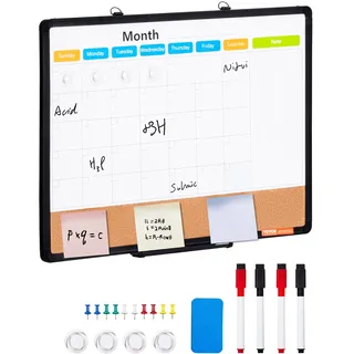 Vevor Monatskalender-Whiteboard und Korktafel-Kombination 61 x 46 cm Weiß
