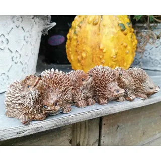 Igelfamilie Igel Dekofigur Garten Dekoration Hedgehog Figur Statue Herbstdeko