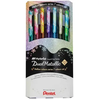 Pentel Hybrid Dual Metallic, 7er Pack Tintenroller Metallic Pastell K110