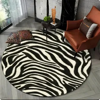 Bereich Teppich 3D Bunte Zebra Streifen Druck Muster Runder Teppich Teppich für Wohnzimmer Schlafzimmer Bodenmatte,Durchmesser 120cm