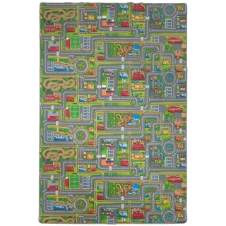 e-floor Kinderteppich, Teppich für EIN Kinderzimmer, Stadtmotiv, Kinderteppich Straßen und Wege, Teppich für Jungen und Mädchen, für Schlafzimmer und Spielzimmer, Kindergärten, 200 x 300 cm Grau