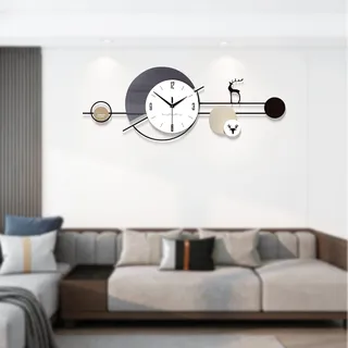 GSWBO Minimalistisch Modern Wanduhr, Große Kreativität Design Wanduhren, Quarzuhr mit Pendel Ohne Tickgeräusche Lautlos Dekorative, Pendeluhr für Wohnzimmer Schlafzimmer Büro Küche