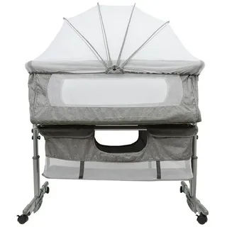 LuxusKollektion Kinderbett Beistellbett Baby 3in1 mit Korb grau 58 cm x 90 cm