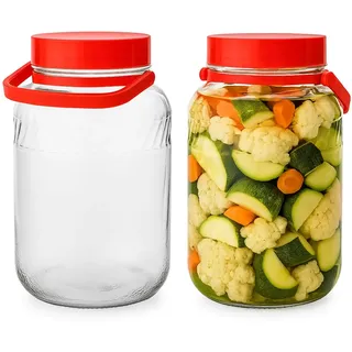 lilawelt24 2x 2L Vorratsgläser Gurkenglas, Einmachglas, Einmachgläser, Glasballon, Vorratsglas, Einweckgläser konservierung Konservengläser