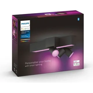 Philips Hue White and Color ambiance Centris Dreierspot mit CrossDesign schwarz, Intelligenter Einbaustrahler, Bluetooth/Zigbee, Schwarz, LED, Meta... - Schwarz