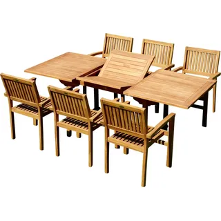 aleos TEAK Set 7-tlg. Braun