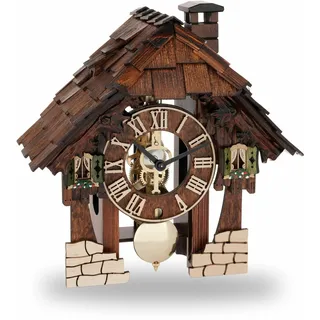Hermle Kuckucksuhr Original Schwarzwalduhr Kuckuckuhr aus Echtholz mit mechanischem 8-Tage Laufwerk mit Glockenschlag. NEU Schwarzwalduhr 24cm- 23030-030711