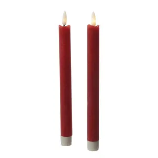 MARELIDA LED Stabkerzen Tafelkerzen Spitzkerzen rustikal 24,5cm rot 2St