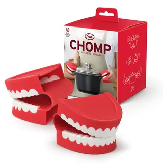 Genuine Fred Chomp Topflappen, Ofenhandschuhe, 2 Stück, von Ratternden Zähnen inspiriert, hitzebeständige Silikon-Ofengriffe, lustig, witzig, Küchenhelfer und Zubehör
