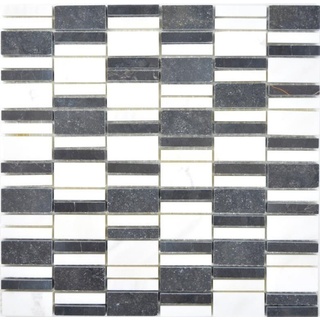 Mosani Mosaikfliesen Marmormosaik Mosaikfliesen mix schwarz weiß / 10 Matten