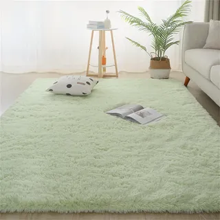 Hearda Multifunctional Fluffy Rugs Living Room, Shaggy Rugs for Bedrooms, Non Slip Soft Warm Floor Mat, for Bedside Kids Room Office Lounge Home Decor Carpet Play Mat (Hellgrün,80x200cm)