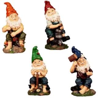 4 Lustige Gartenzwerge Gnome 22cm Gartenzwerg