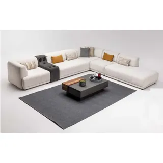 Modulsofa Ecksofa L form Stoffsofa Polstersofa Couch Sofa Beige