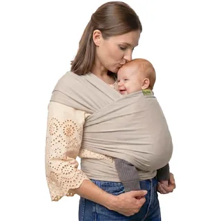 Boba Tragetuch Baby, Elastische Baumwolle, Neugeborene, Beige | Atmungsaktives Tragetuch für Freihändiges Tragen; Ergonomischer, Sicherer Halt für Neugeborene bis Kleinkind, 3-16 kg.