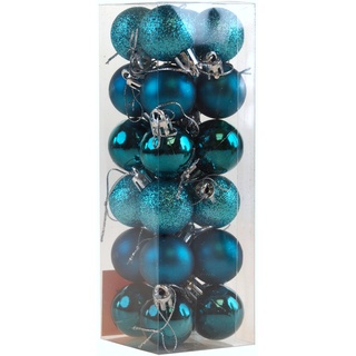 Mini-Weihnachtsbaumkugeln, glitzernd, Türkis, Blau, 24 Stück