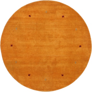 Wollteppich CARPETFINE "Gabbeh Uni" Teppiche Gr. Ø 200 cm, 15 mm, 1 St., gelb Orientalische Muster