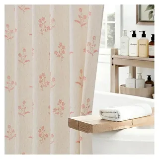 Leinen-Duschvorhang im Vintage-Stil mit Blumenmuster in Rosa für das Badezimmer, 72 B x 72 L