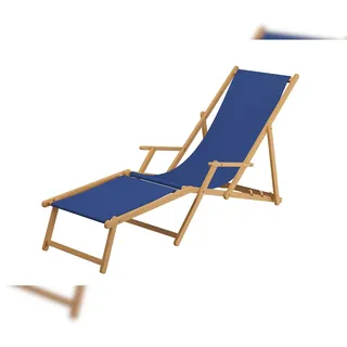 Erst-Holz Strandliege blau Liegestuhl Holzliege Buche natur Fußteil Kissen klappbar 10-307 N F KD