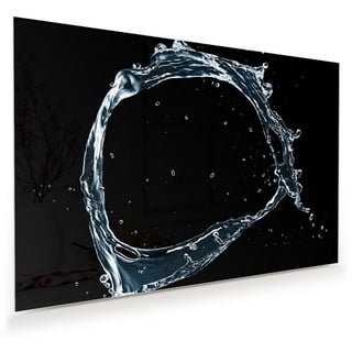 Primedeco Glasbild Wandbild Runder Wasser Splash mit Aufhängung, Wasser 75 cm x 50 cm