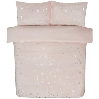 Sleepdown Scattered Stars Luxus-Bettwäsche-Set mit Kissenbezügen aus Folien-Fleece, unifarben, wendbar, warm, weich, gemütlich, Doppelbett (200 x 200 cm)