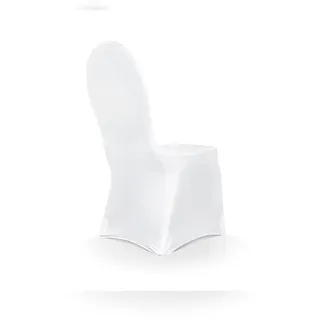 PartyDeco Stuhlhusse pflegeleicht & elastisch - Universeller Spandex Stuhlbezug Hochzeit Jubiläum Geburtstag Husse für Stühle Stuhldeko Eventdeko Weiß