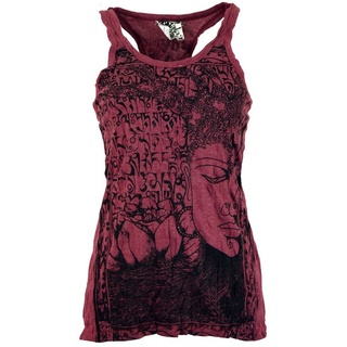 Guru-Shop T-Shirt Sure Tank Top Buddha - bordeaux Goa Style, alternative Bekleidung, Festival rot S