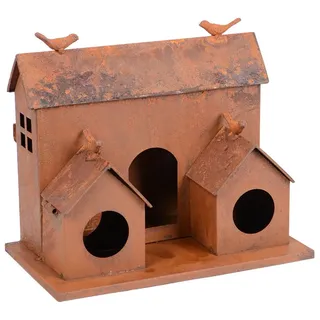 UNUS GARDEN Vogelhaus Vogelhaus aus Metall in Rostoptik zum Aufhängen, Vogelhaus aus Metall, Gartendeko rost braun