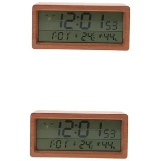Cabilock 2St Uhr weißer Wecker Radio Wecker am Bett für mit Licht Timer Table Clock wohnungsdeko temperatur anzeige klocke datin einfacher einfacher Holz