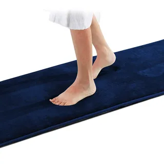 Wolke sieben Memory Schaum Badematte Badteppich rutschfest Badezimmerteppich Badezimmermatte antirutsch Badvorleger Duschvorleger super weich und saugfähig, waschbar (Blau, 43 x 153 cm)