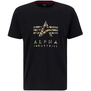 Alpha Industries Kurzarmshirt ALPHA INDUSTRIES "Camo PP T", Herren, Gr. XXL, schwarz, Single Jersey, Obermaterial: 100% Baumwolle, bedruckt, regular fit normal, Rundhals, Shirts