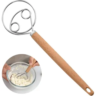 Dänischer Teigrührer, 25 Cm Langer Schneebesen, Schneebesen Mit Kunststoffgriff, Mixer, Edelstahl, Doppelloch Für Brotteig, Gebäck Oder Pizzateig
